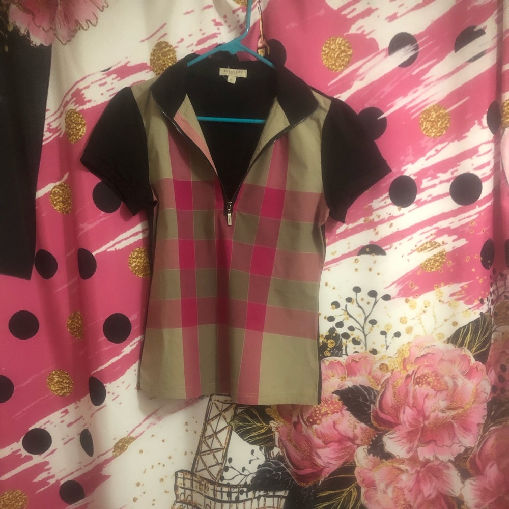 EUC PINK N BLACK BURBERRY POLO SHIRT